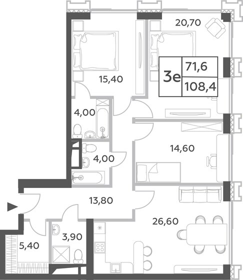 3-комнатная, 108.4м², ЖК Will Towers, 41 965 996 ₽