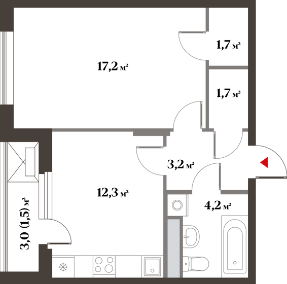 1-комнатная, 42.1 м², ЖК 8 кленов, 9 762 821 ₽