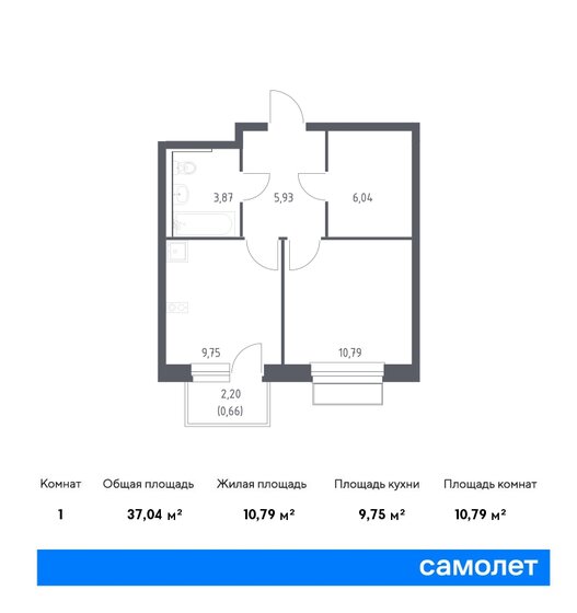 1-комнатная, 37.04м², ЖК Новое Внуково, 9 123 539 ₽