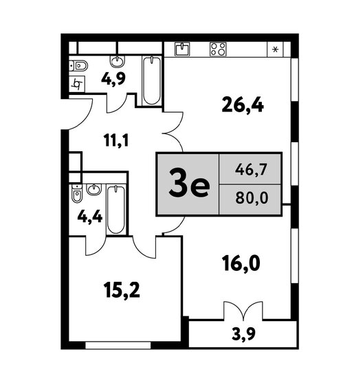 2-комнатная, 80м², ЖК Фестиваль парк-2, 26 307 676 ₽