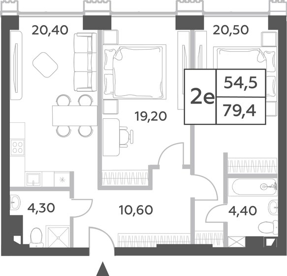 2-комнатная, 79.4м², ЖК Will Towers, 30 206 708 ₽