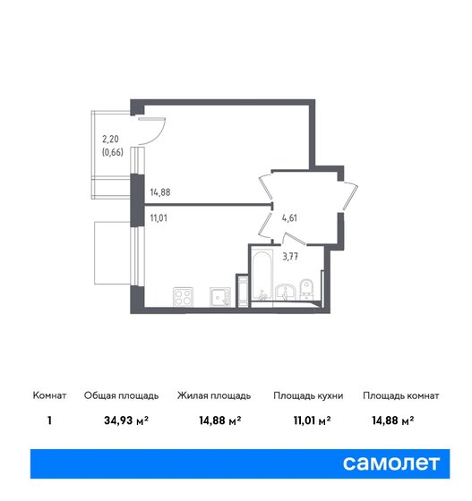 1-комнатная, 34.93м², ЖК Пятницкие Луга, 6 831 792 ₽