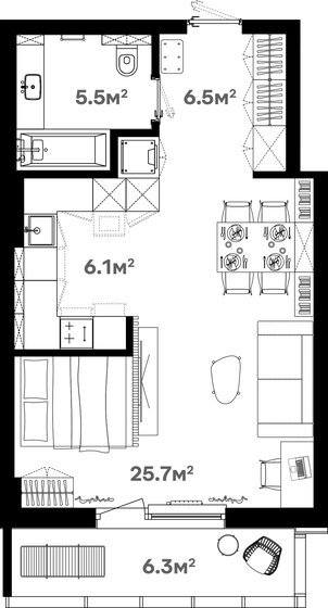 1-комнатная, 46.7 м², ЖК River House Щелково, 9 106 500 ₽