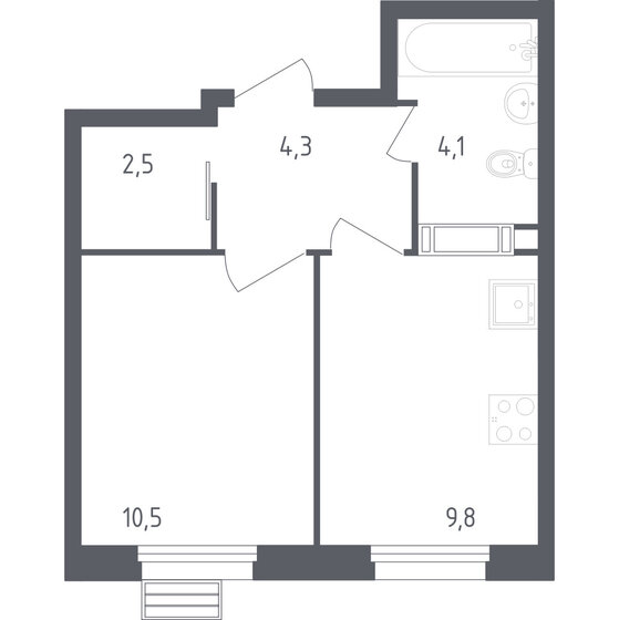 1-комнатная, 31.2м², ЖК Южное Бунино, 7 352 966 ₽