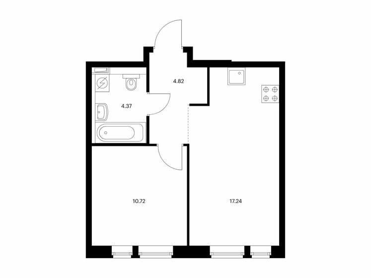 1-комнатная, 37.15м², ЖК Green park, 16 654 345 ₽