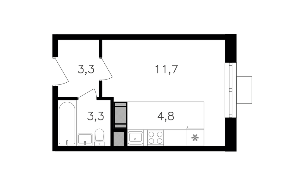 1-комнатная, 23.1м², ЖК Октябрьское поле, 8 570 100 ₽