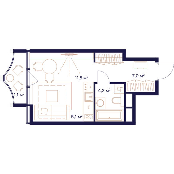 1-комнатная, 28.9 м², ЖК СОЮЗ, 16 586 300 ₽