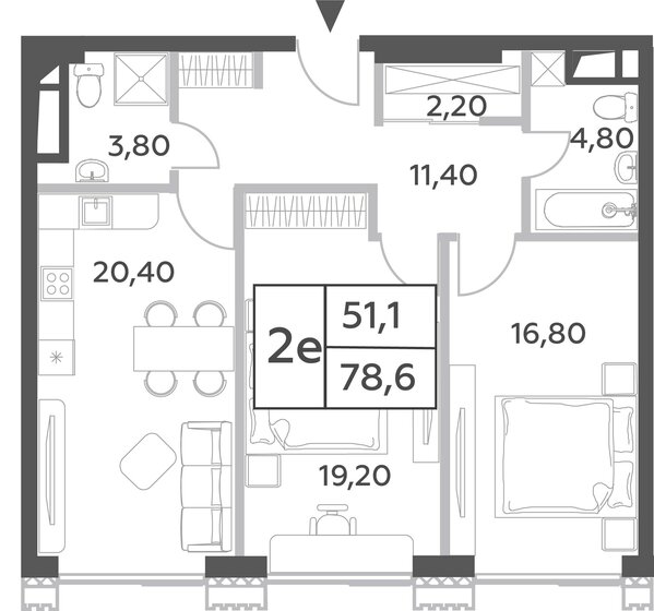 2-комнатная, 78.6м², ЖК Will Towers, 31 198 964 ₽