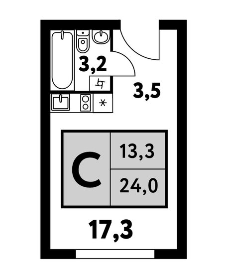 1-комнатная, 24 м², ЖК Фестиваль парк-2, 12 348 533 ₽