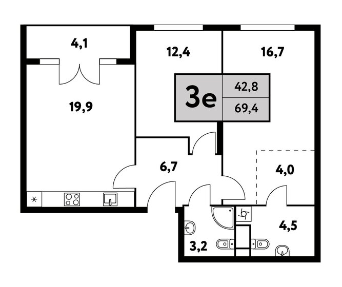 2-комнатная, 69.4м², ЖК Фестиваль парк-2, 27 293 716 ₽