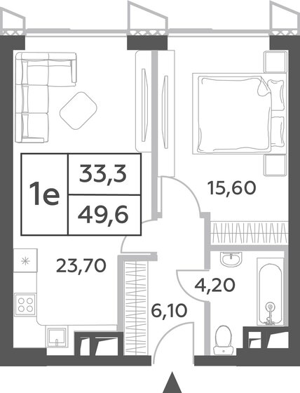 1-комнатная, 49.6м², ЖК Will Towers, 22 513 420 ₽