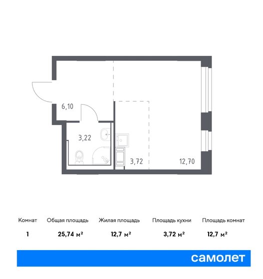 1-комнатная, 25.74м², ЖК Рублевский Квартал, 5 462 824 ₽