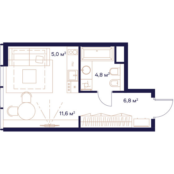 1-комнатная, 28.2 м², ЖК СОЮЗ, 15 710 000 ₽