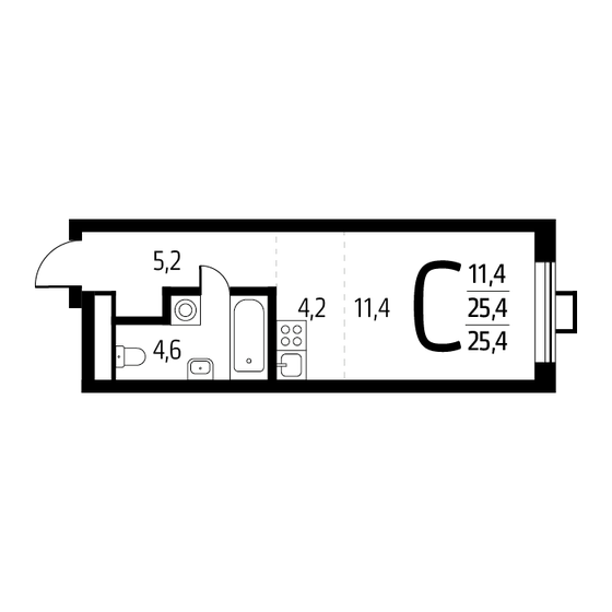 1-комнатная, 25.4 м², ЖК Новые Ватутинки.Центральный, 6 192 520 ₽